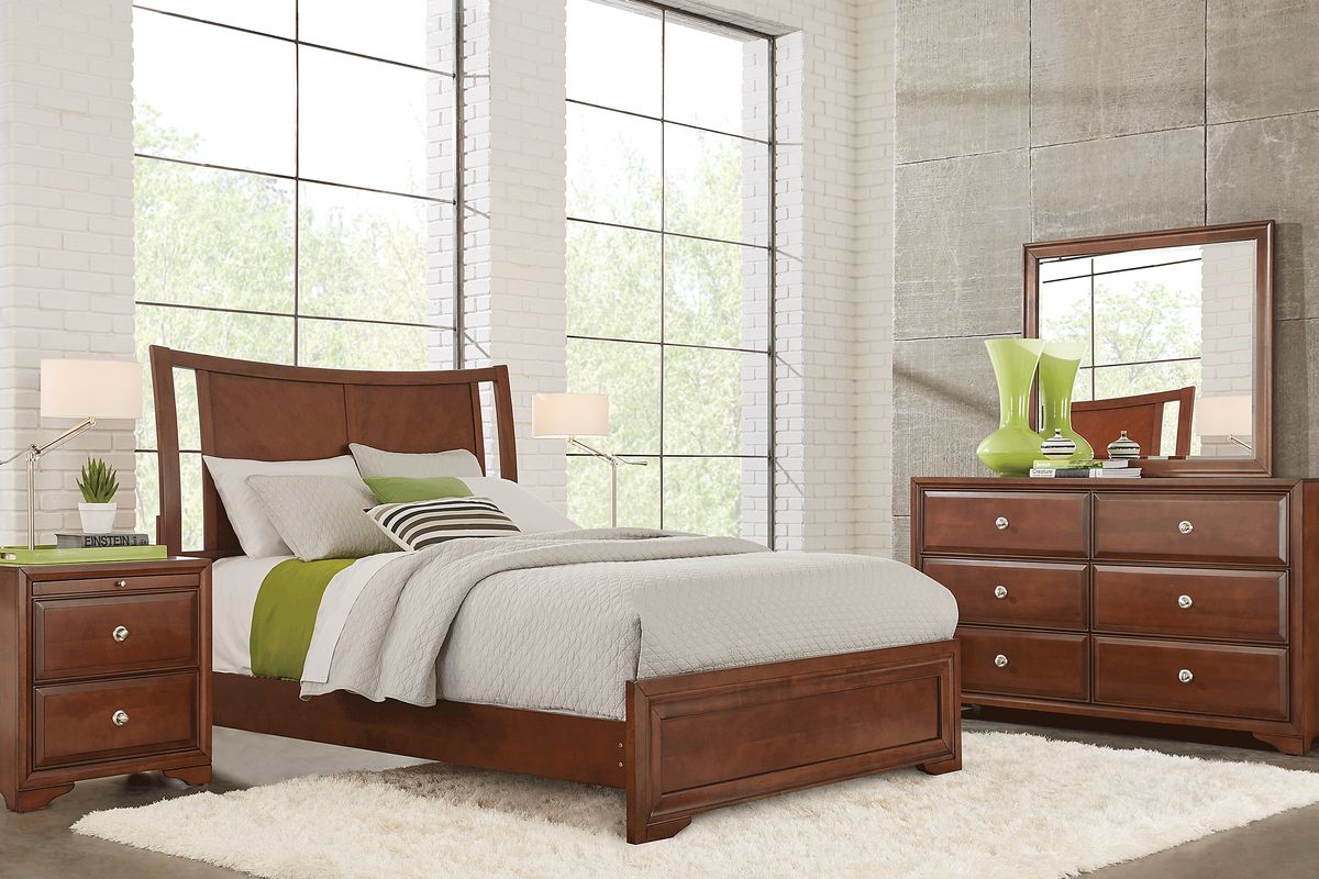 Belcourt 5 Pc Dark Cherry Wood Queen Bedroom Set With Mirror, Gallery