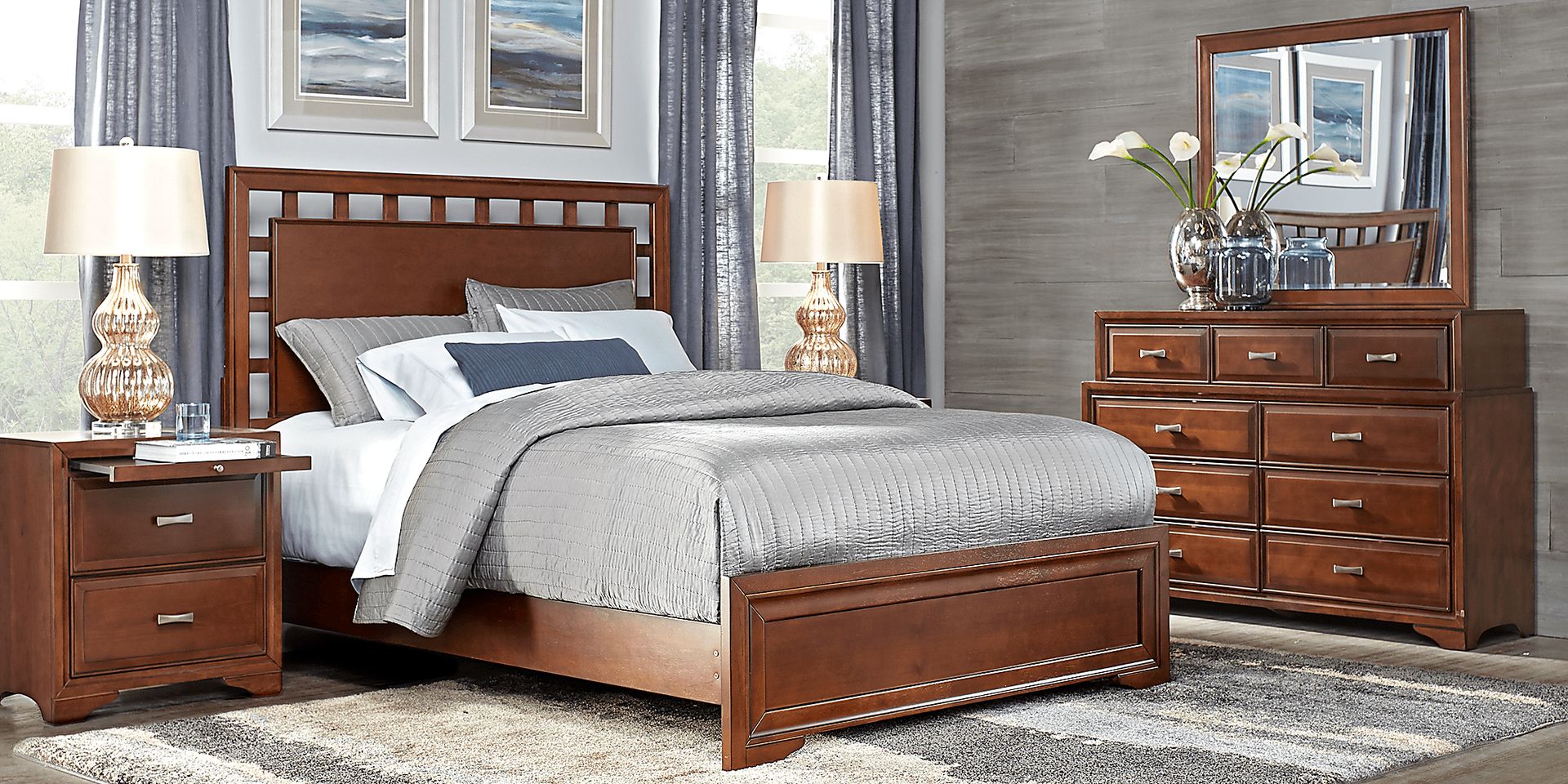 Belcourt Cherry 5 Pc King Lattice Bedroom - Image 1
