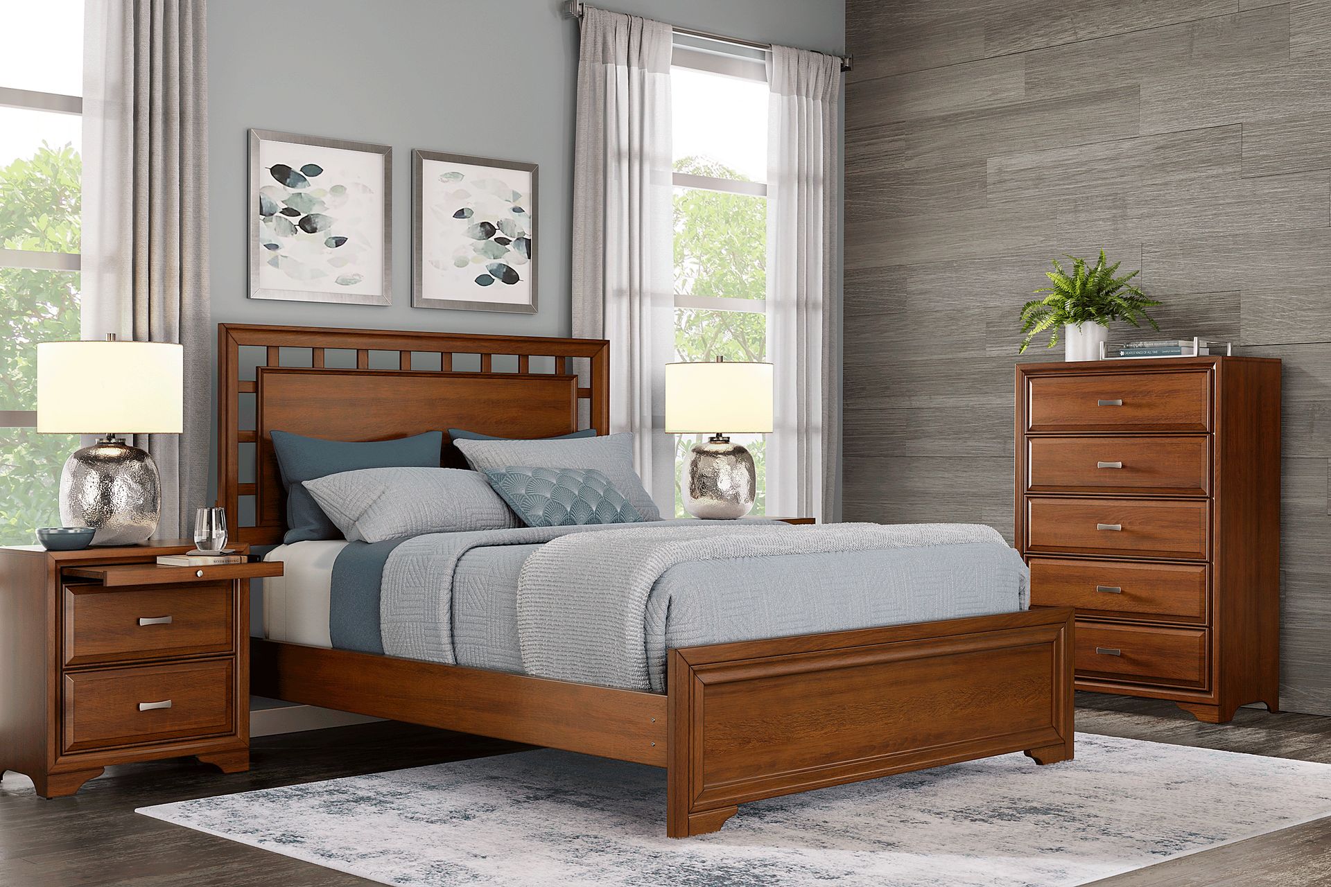 Small Spaces Belcourt Cherry 5 Pc King Lattice Bedroom - Image 1
