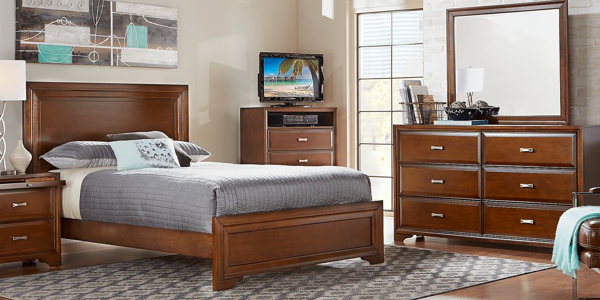 Belcourt Brown Cherry 3 Pc Queen Panel Bed