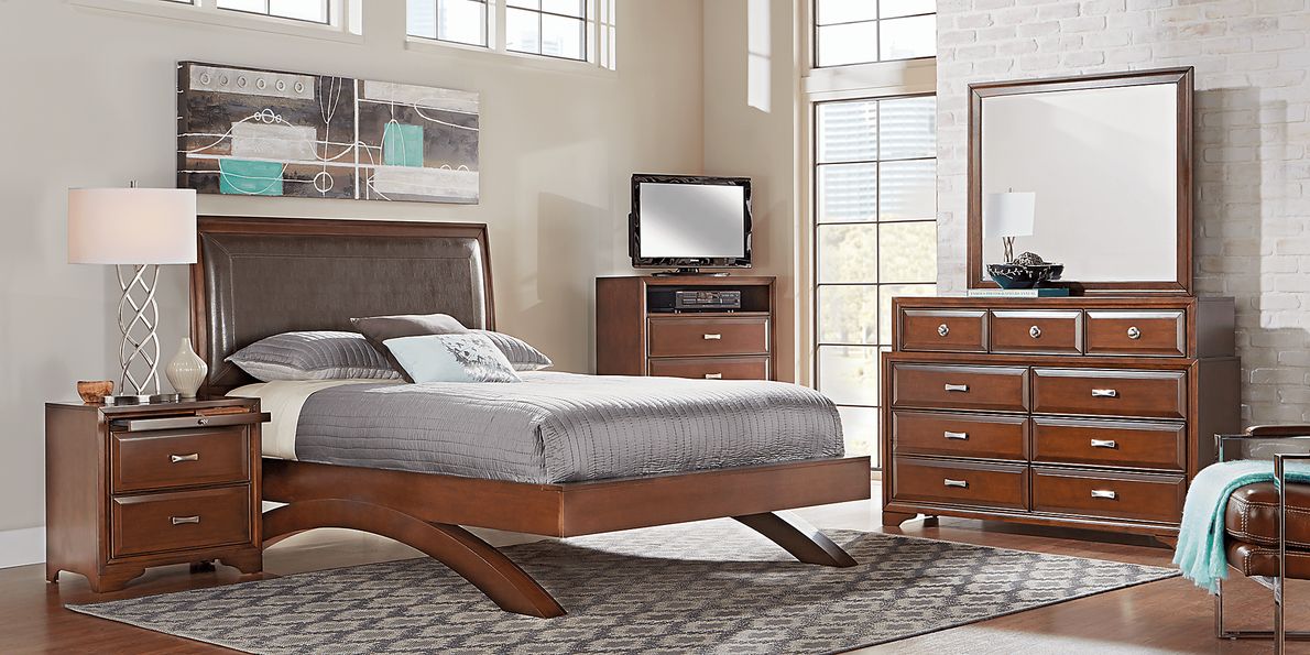 Belcourt Cherry 7 Pc Queen Platform Bedroom Rooms To Go