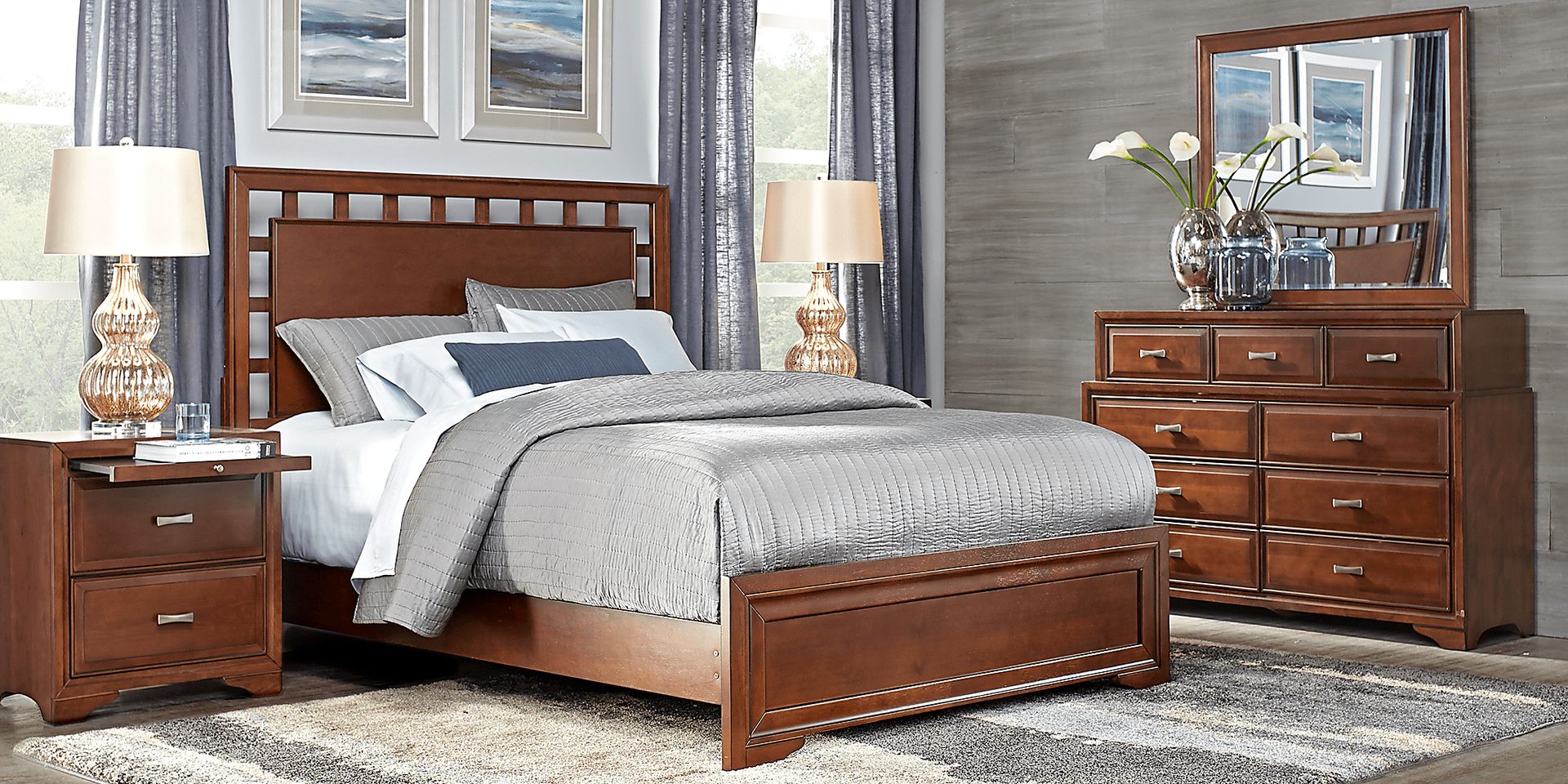 Belcourt Cherry 8 Pc King Lattice Bedroom - Image 1