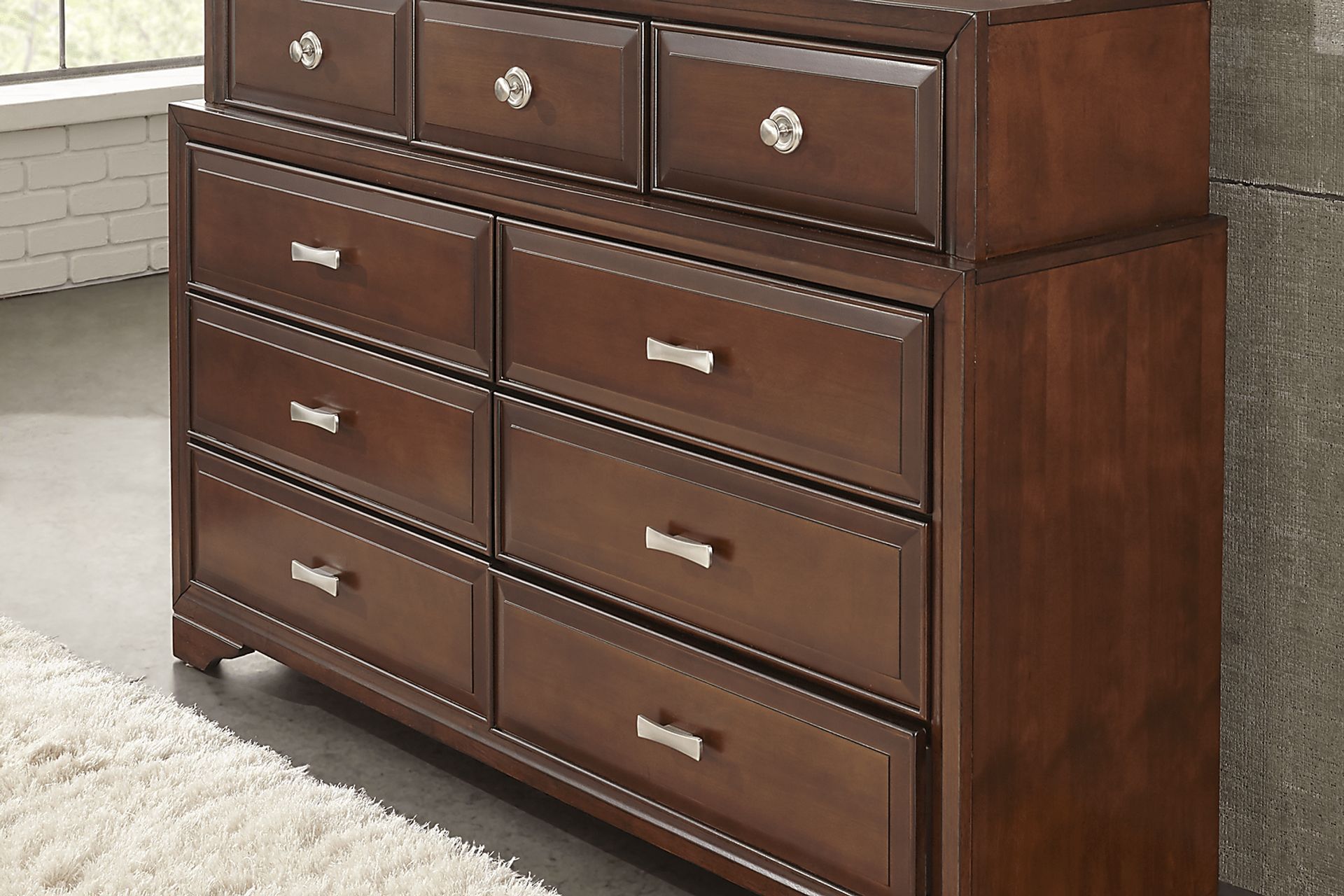 Belcourt Cherry 7 Pc King Upholstered Bedroom - Image 8