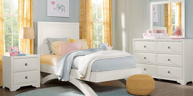 Belcourt Jr. White 4 Pc Twin Panel Bedroom with Arched Base - Thumbnail - Image 1
