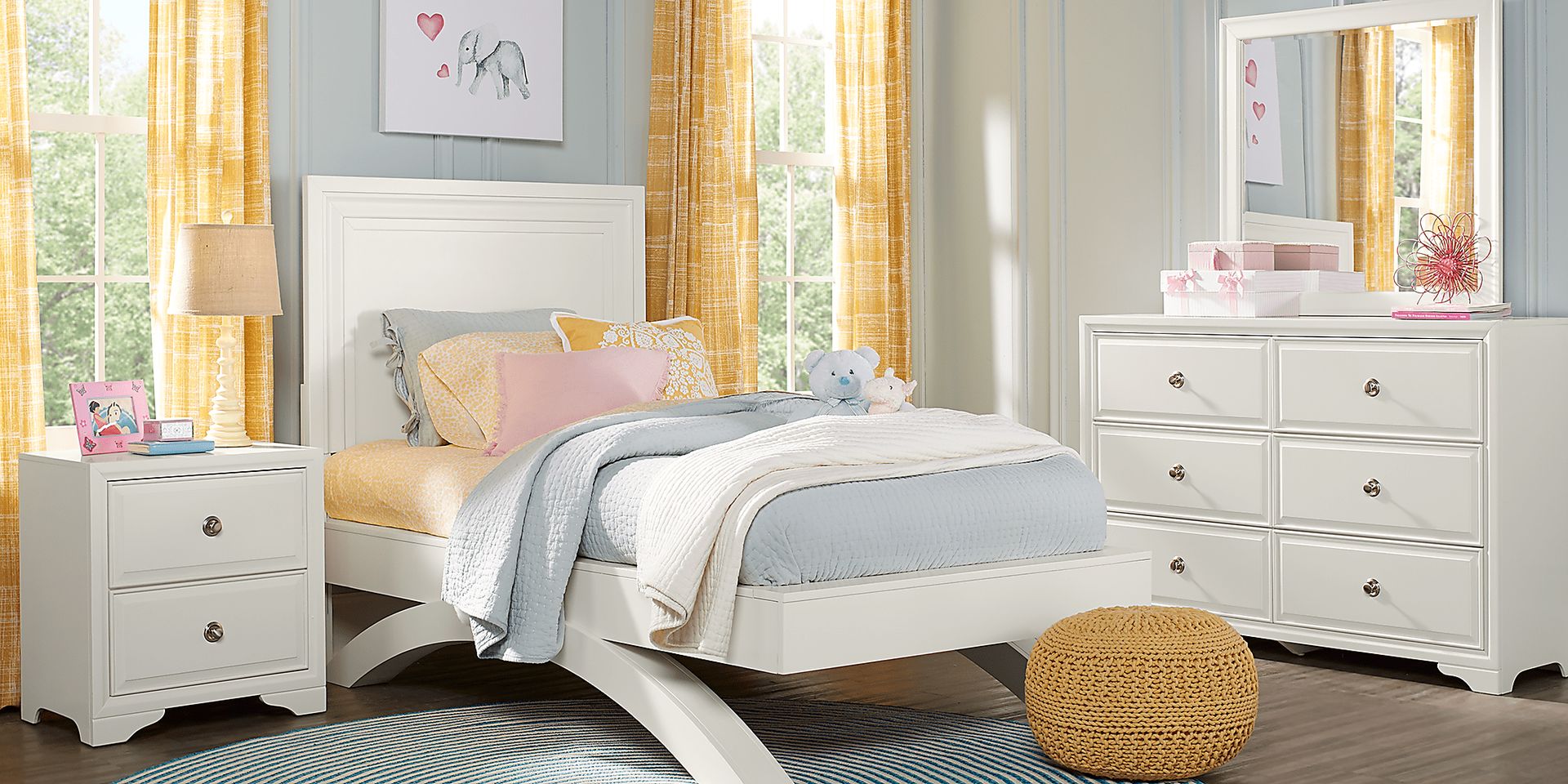 Belcourt Jr. White 4 Pc Twin Panel Bedroom with Arched Base - Image 1