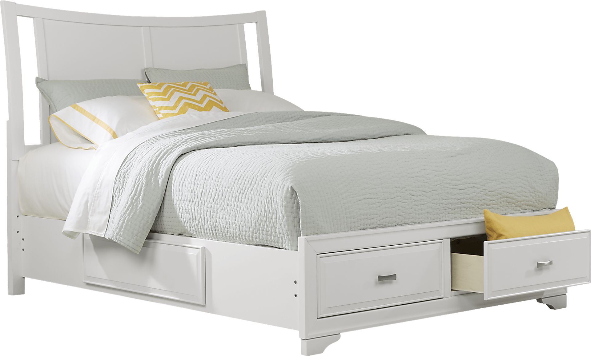 Belcourt White 3 Pc King Curved Sleigh Bed with Storage - Image 2