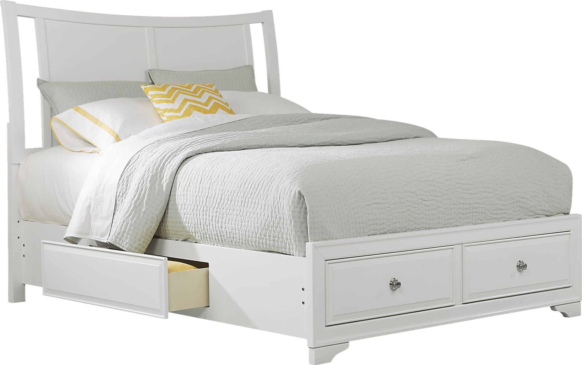 Belcourt White 3 Pc King Curved Sleigh Bed with Storage - Image 4
