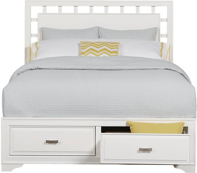 Belcourt White 3 Pc King Lattice Bed with Storage - Thumbnail - Image 2