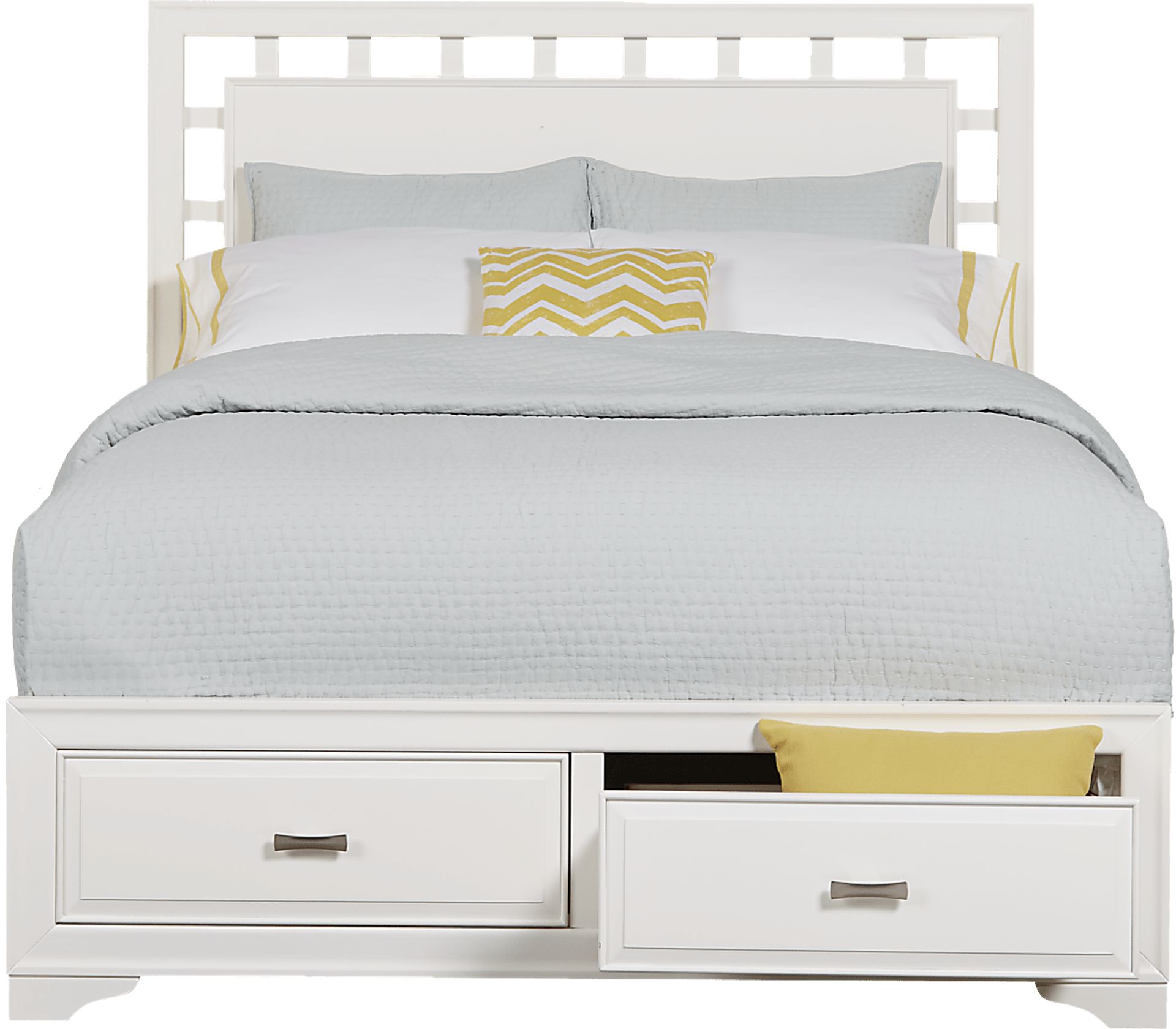 Belcourt White 3 Pc King Lattice Bed with Storage - Image 2