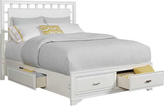 Belcourt White 3 Pc King Lattice Bed with Storage - Thumbnail - Image 1