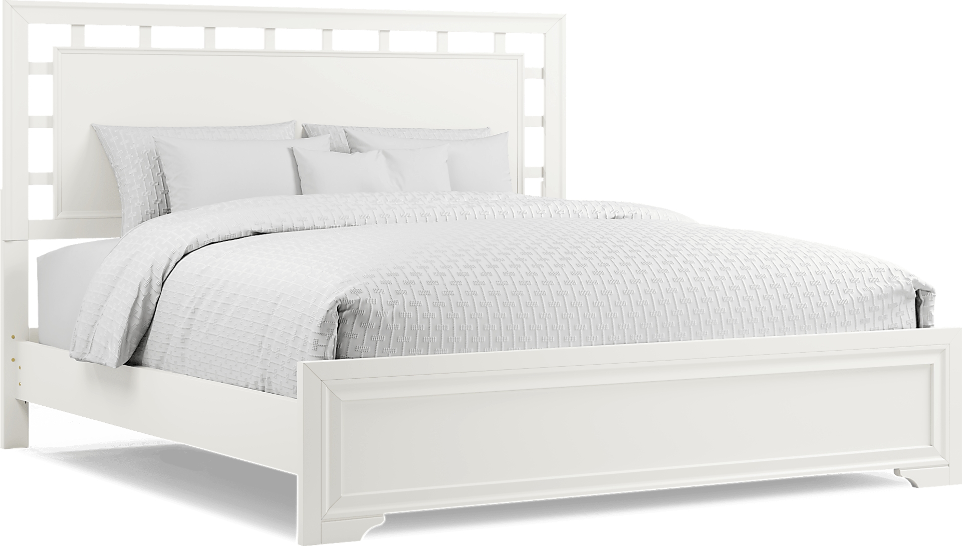white 3 pc king lattice bed