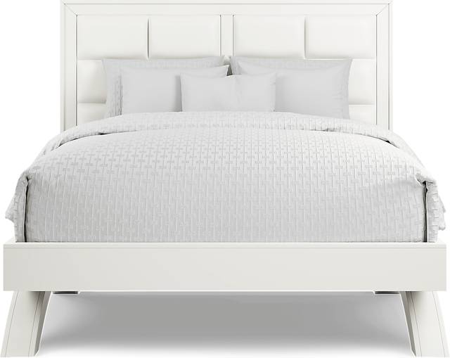 Belcourt White 3 Pc King Upholstered Platform Bed - Thumbnail - Image 2