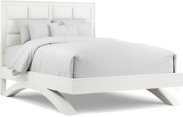 Belcourt White 3 Pc King Upholstered Platform Bed - Thumbnail - Image 1