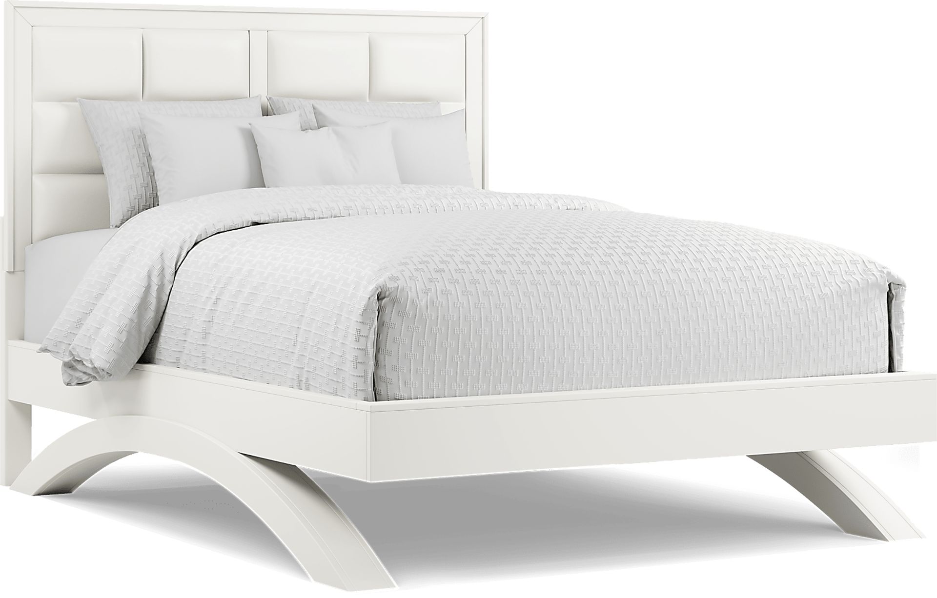 Belcourt White 3 Pc King Upholstered Platform Bed - Image 1