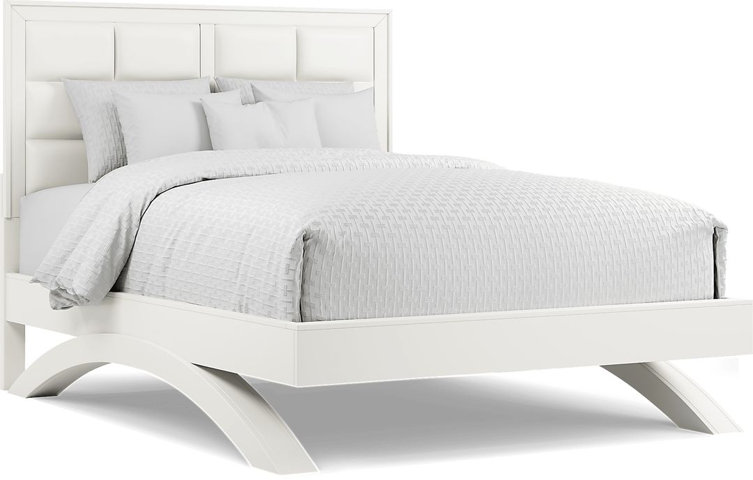 Belcourt White 3 Pc King Upholstered Platform Bed