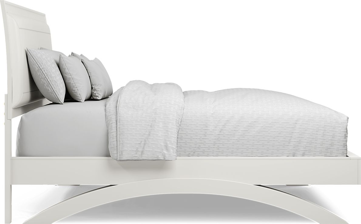 Belcourt White 5 Pc King Upholstered Sleigh Arch Bedroom
