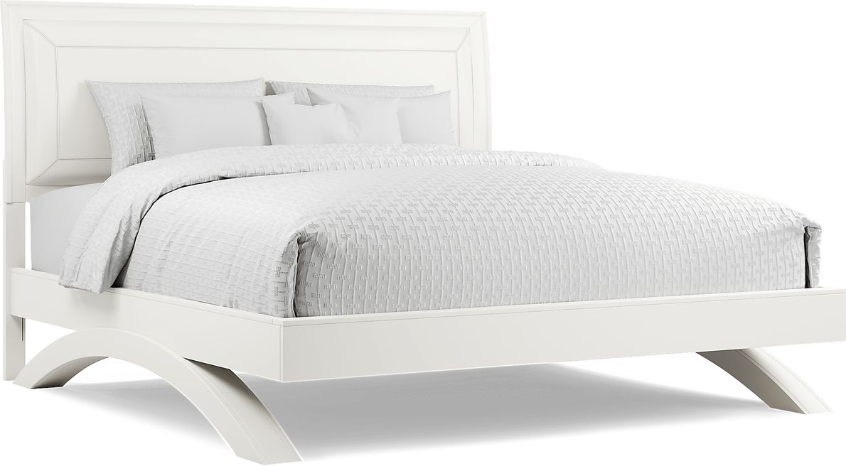 Belcourt White 3 Pc King Upholstered Sleigh Arch Bed