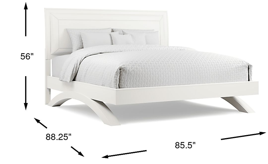 Belcourt White 3 Pc King Upholstered Sleigh Arch Bed
