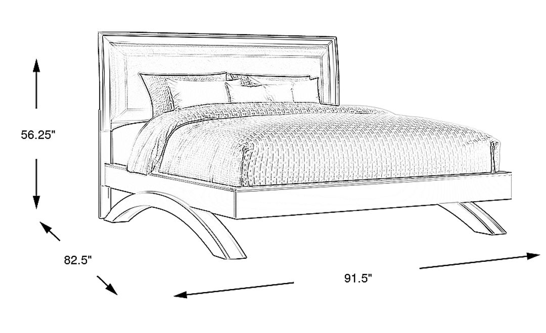 Belcourt White 3 Pc King Upholstered Sleigh Arch Bed