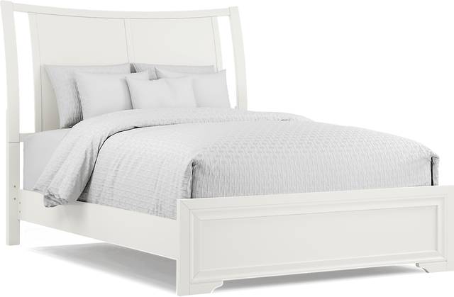 Belcourt White 3 Pc Queen Curved Sleigh Bed - Thumbnail - Image 1