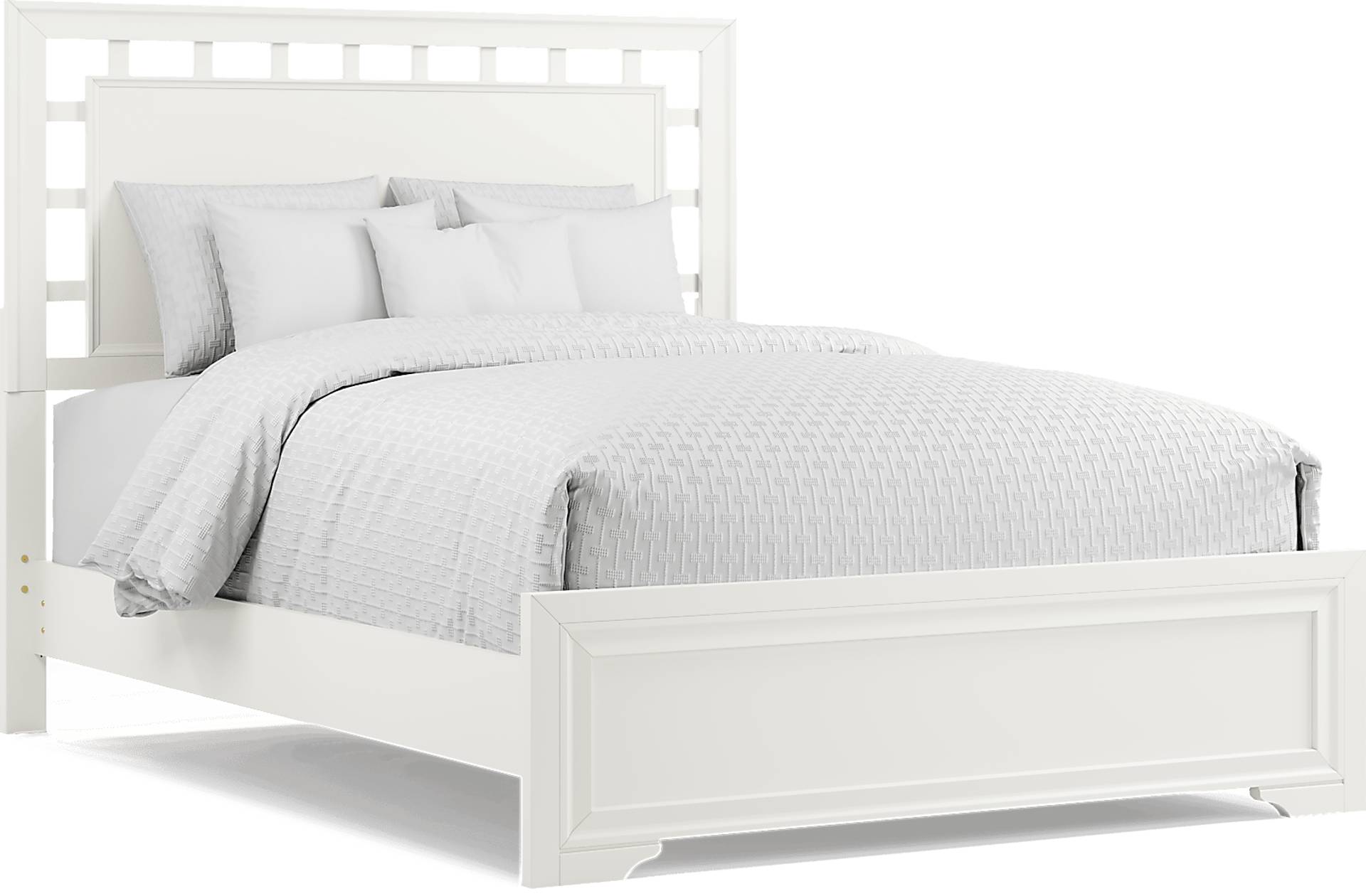 white 3 pc queen lattice bed
