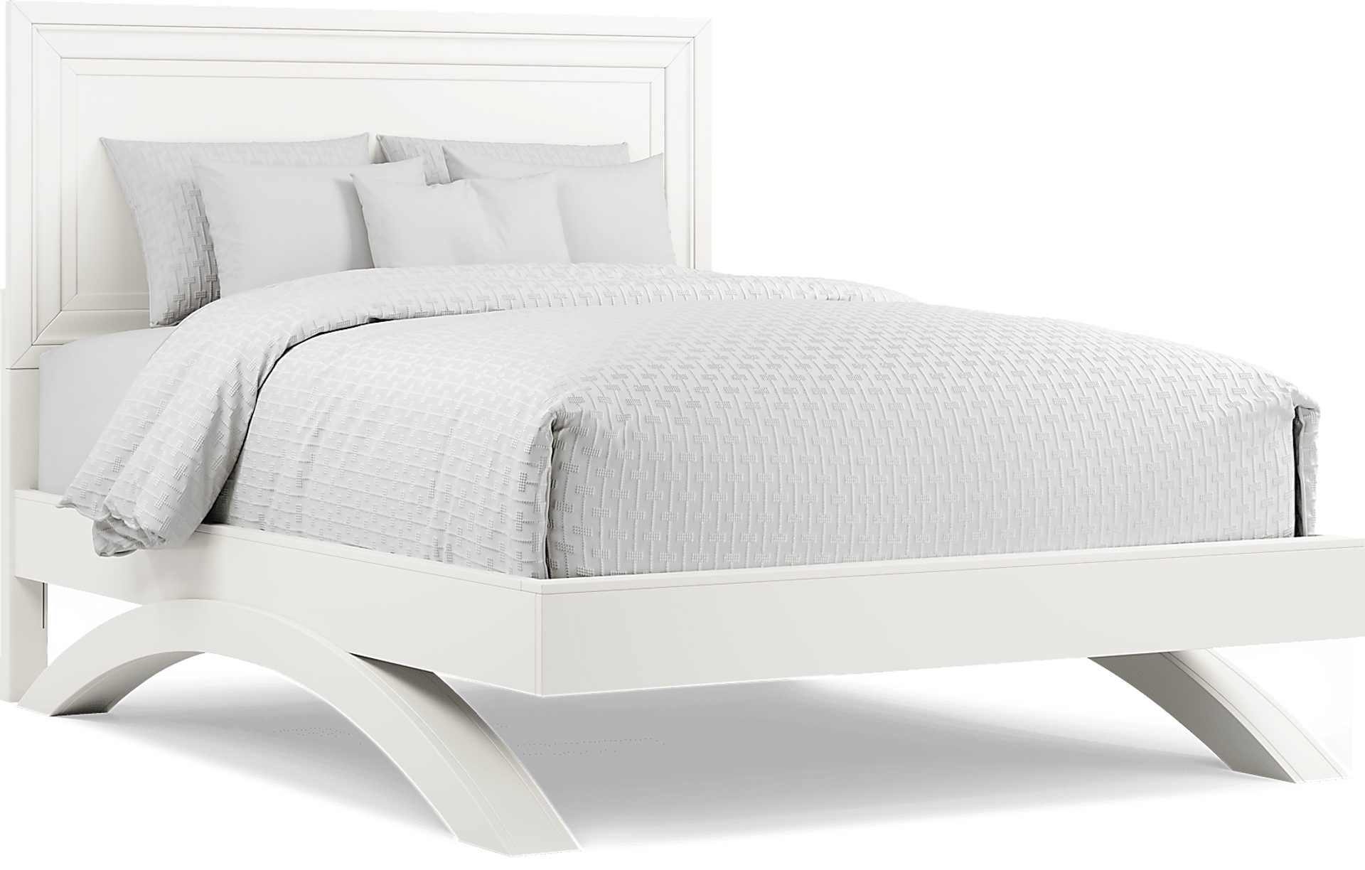 white 3 pc queen panel arch bed