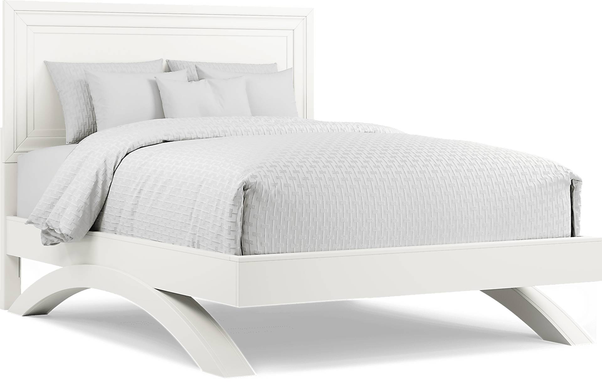 white 3 pc queen panel arch bed