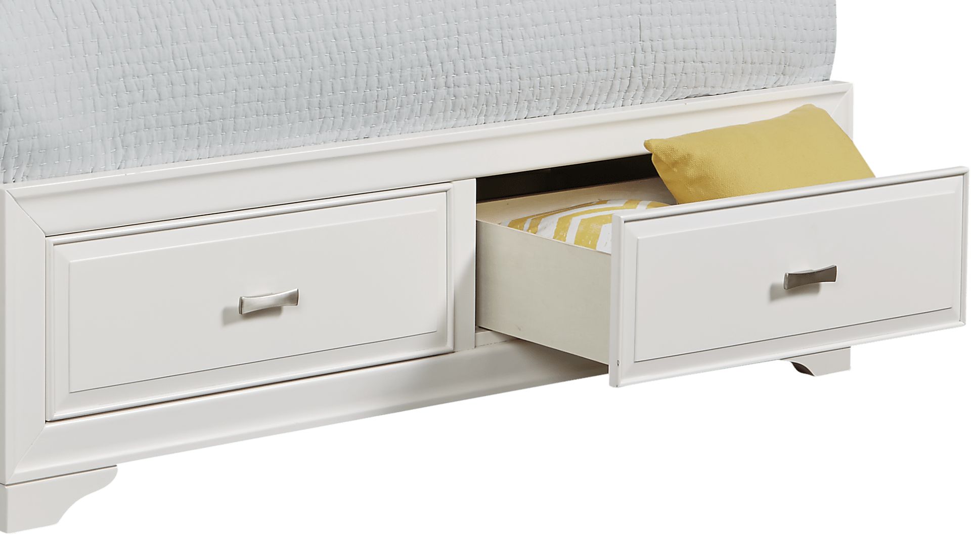 Belcourt White 3 Pc Queen Slat Bed with Storage - Image 2