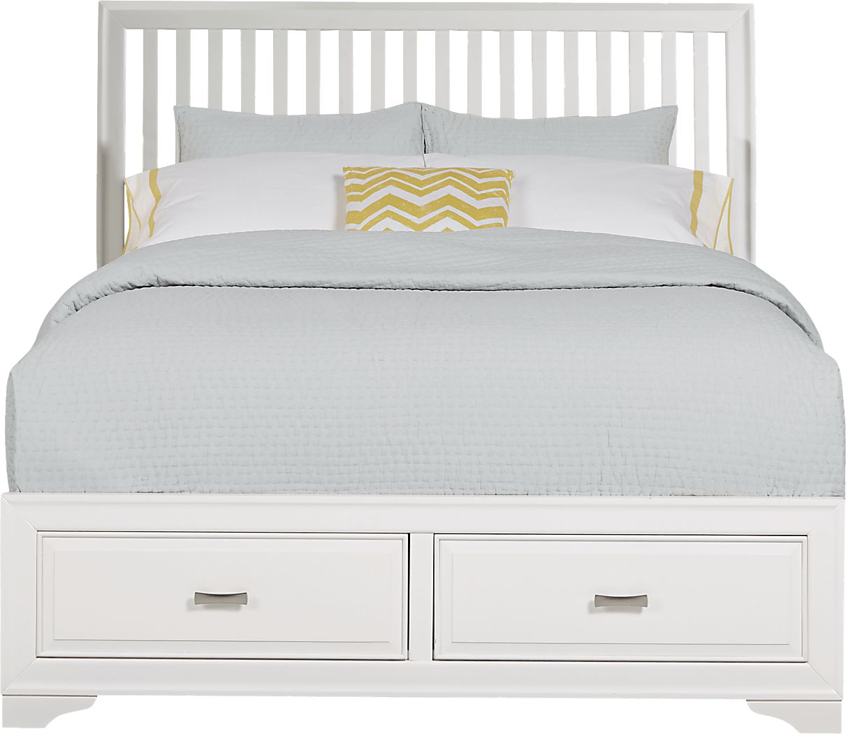 Belcourt White 3 Pc Queen Slat Bed with Storage Rooms To Go