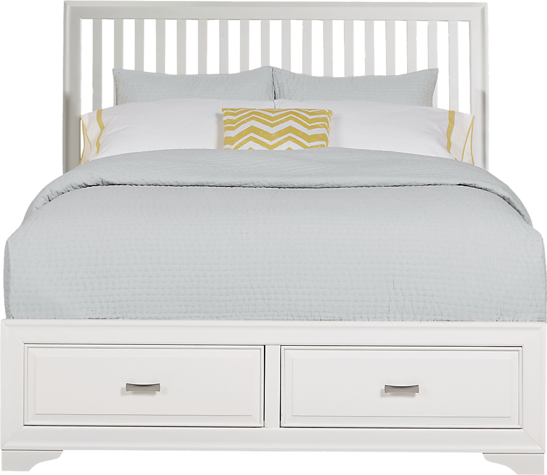 Belcourt White 3 Pc Queen Slat Bed with Storage - Image 1