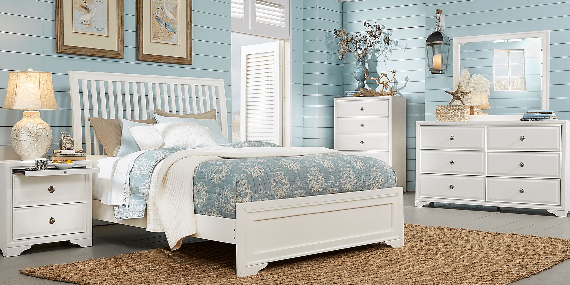 Belcourt White 7 Pc Queen Slat Bedroom - Image 1