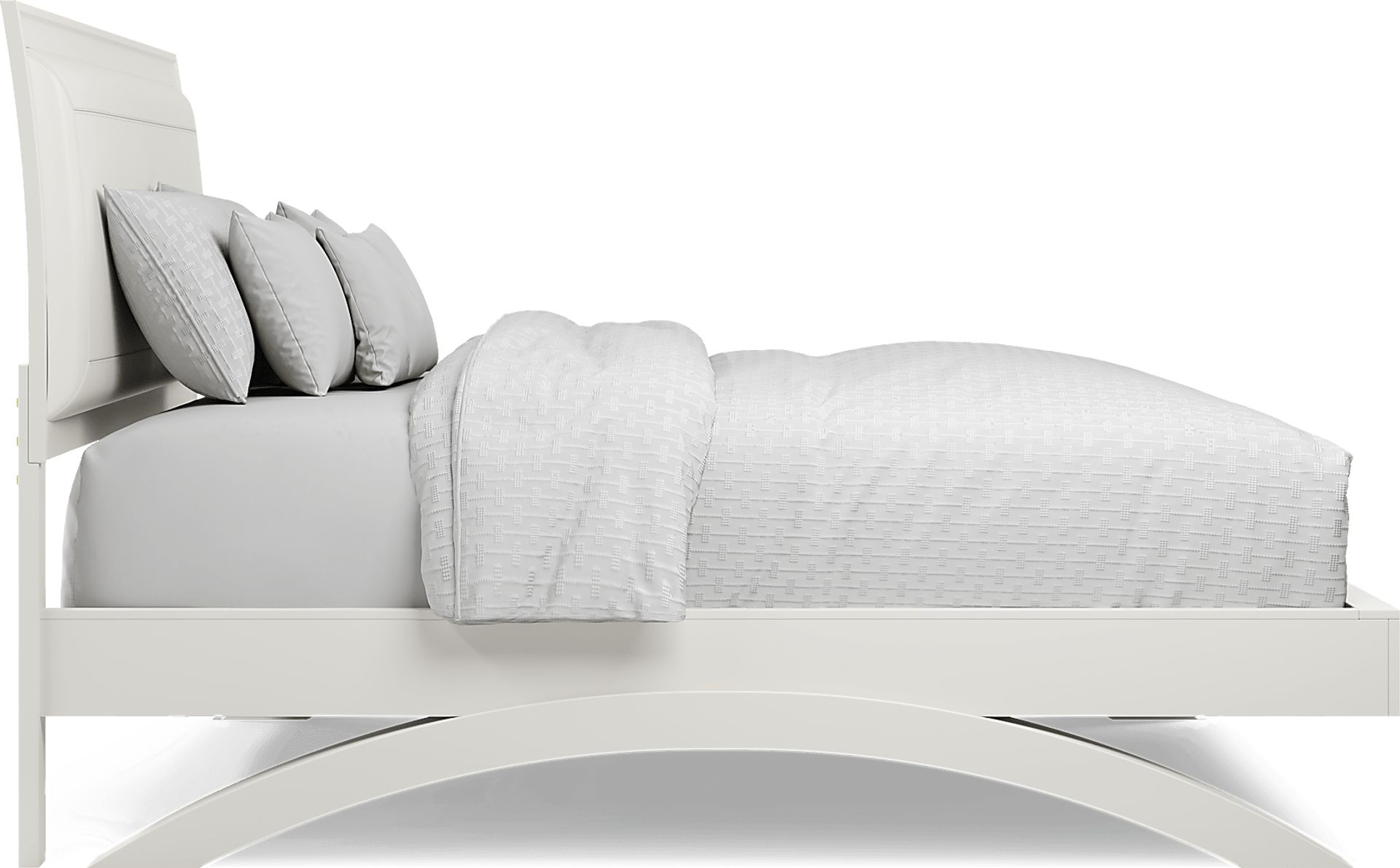 Belcourt White 3 Pc Queen Upholstered Sleigh Arch Bed - Image 4