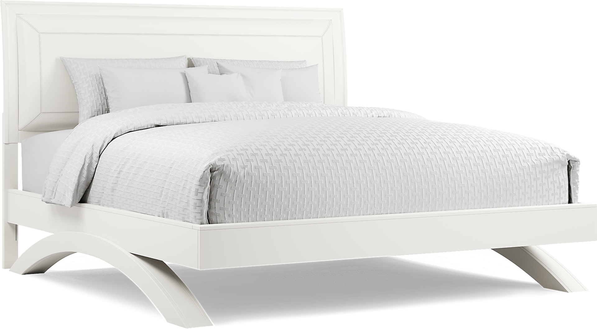 white 3 pc queen platform bed