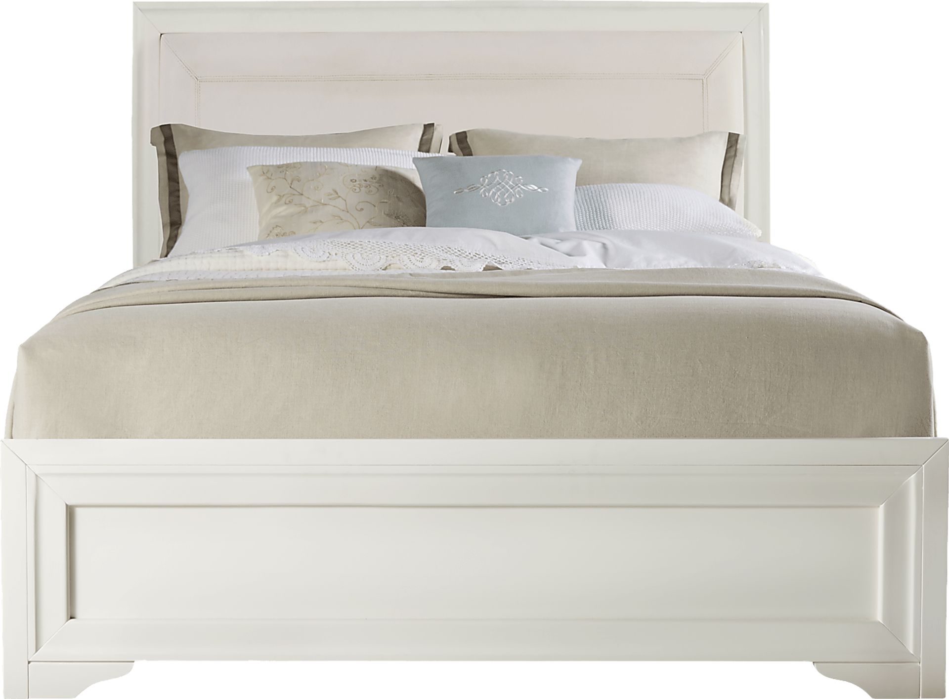Belcourt White 3 Pc Queen Upholstered Sleigh Bed - Image 1