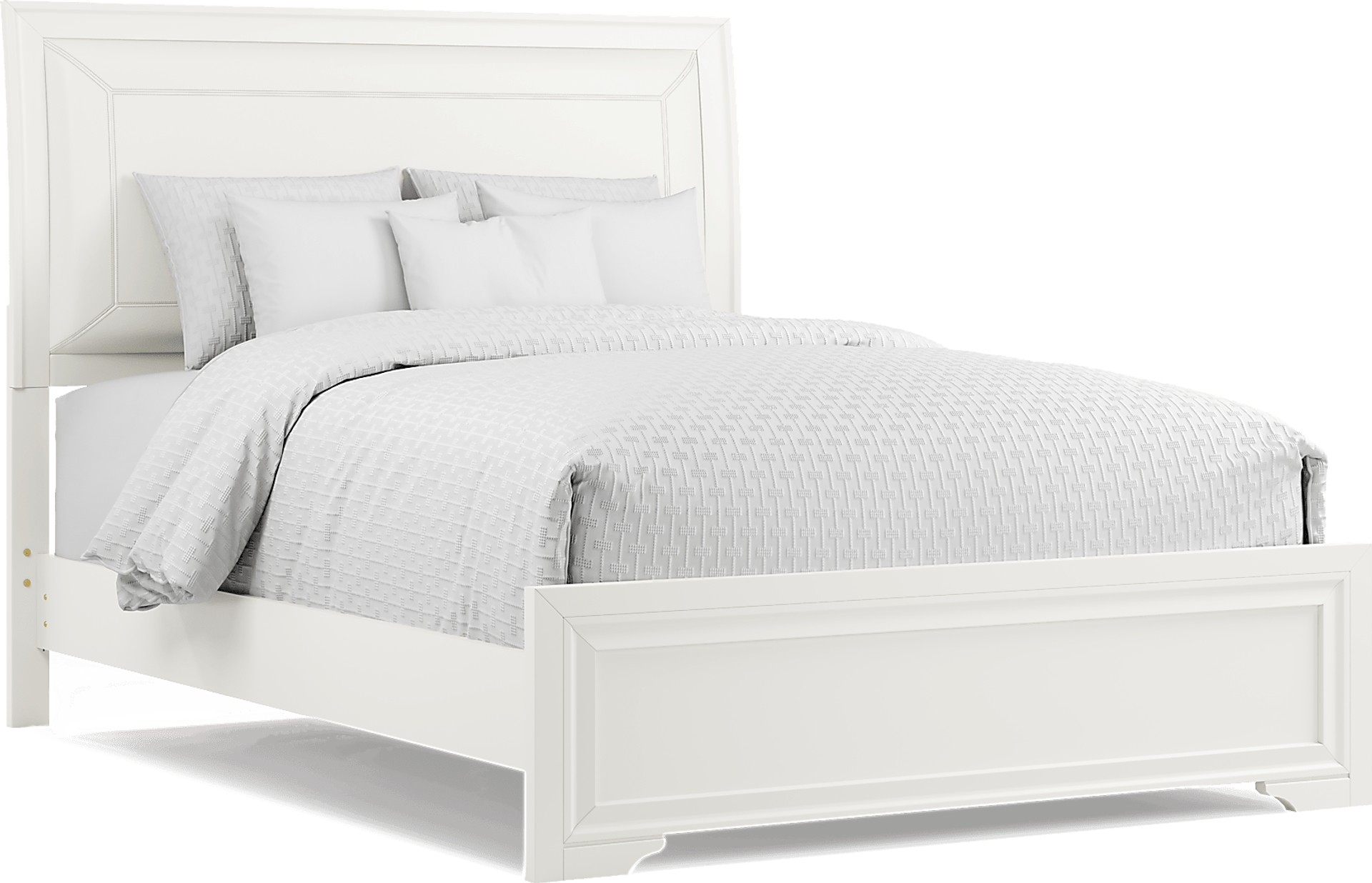 white 3 pc queen upholstered bed
