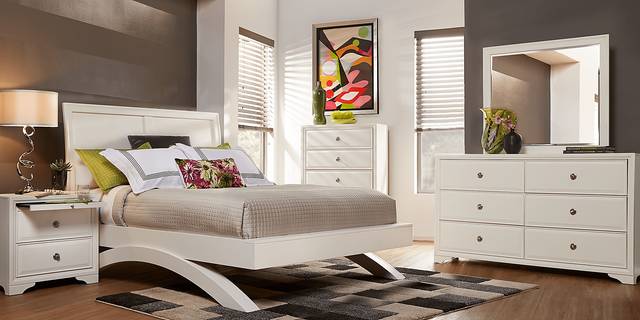 Belcourt White 3 Pc King Platform Bed with Sleigh Headboard - Thumbnail - Image 2