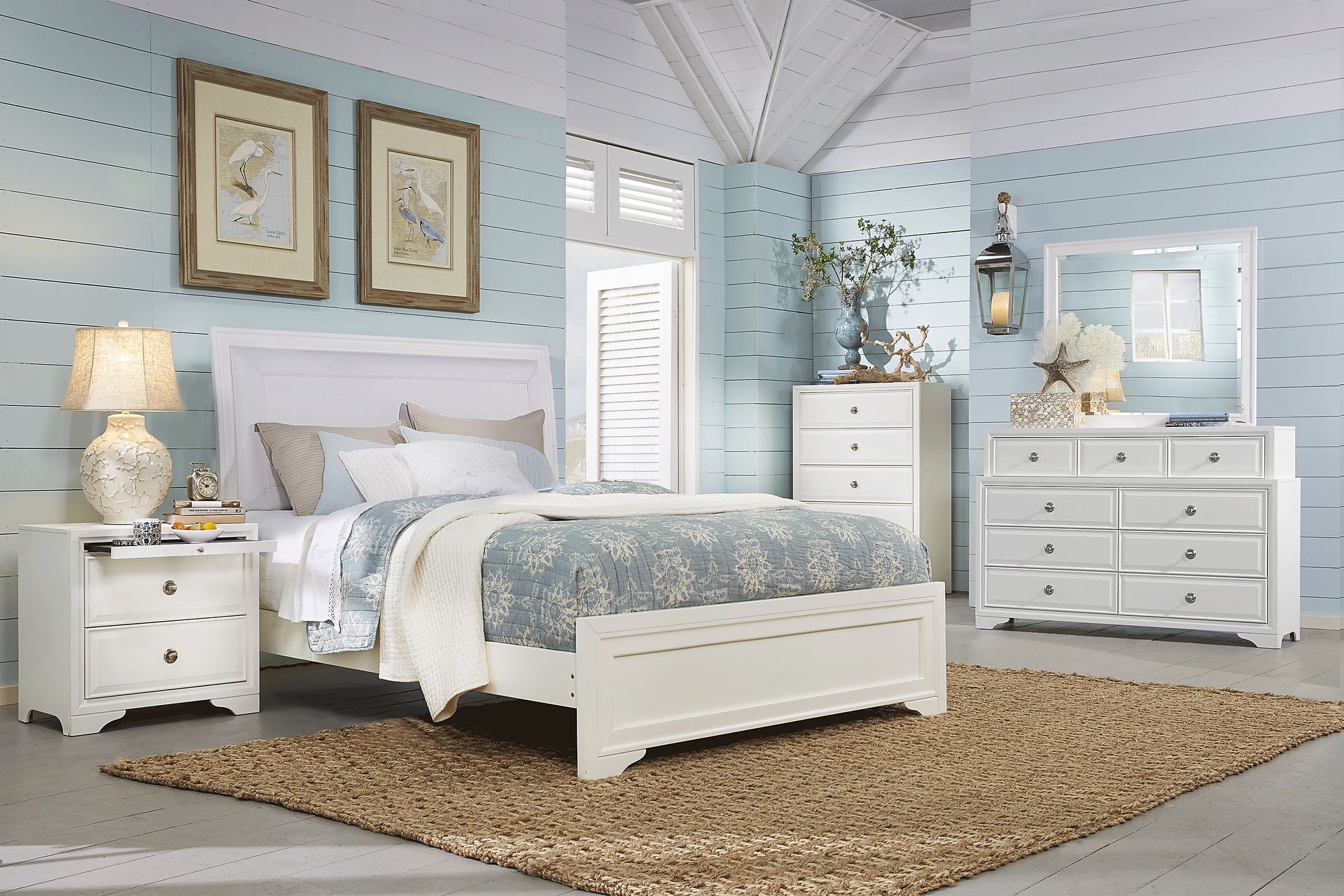 Belcourt White 5 Pc King Upholstered Bedroom - Image 1