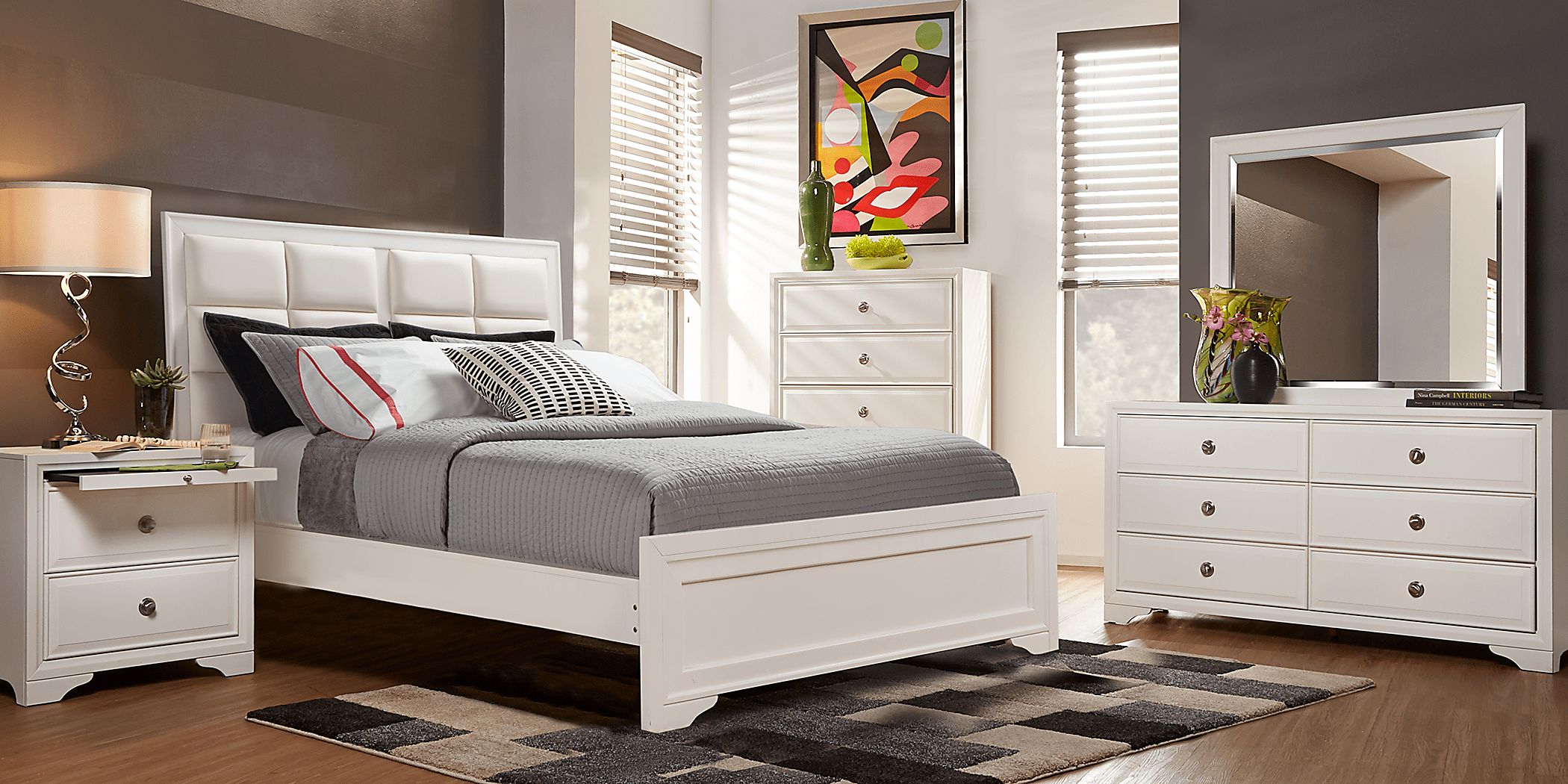 Belcourt White 5 Pc King Upholstered Bedroom Rooms To Go