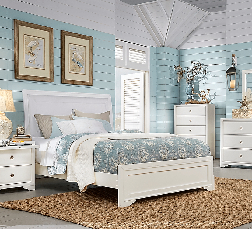 Belcourt White 5 Pc King Upholstered Sleigh Bedroom