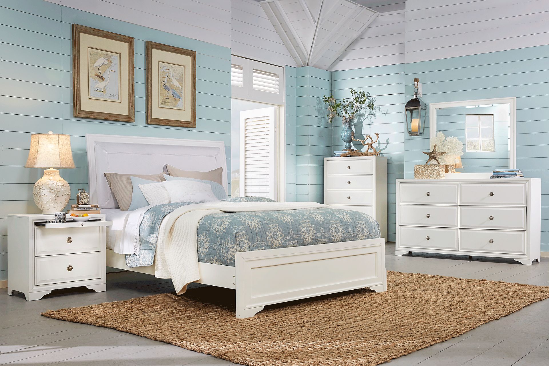 Belcourt White 5 Pc King Upholstered Sleigh Bedroom - Image 1