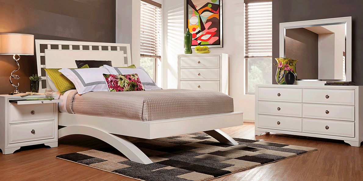 Belcourt White 3 Pc Queen Lattice Arch Bed