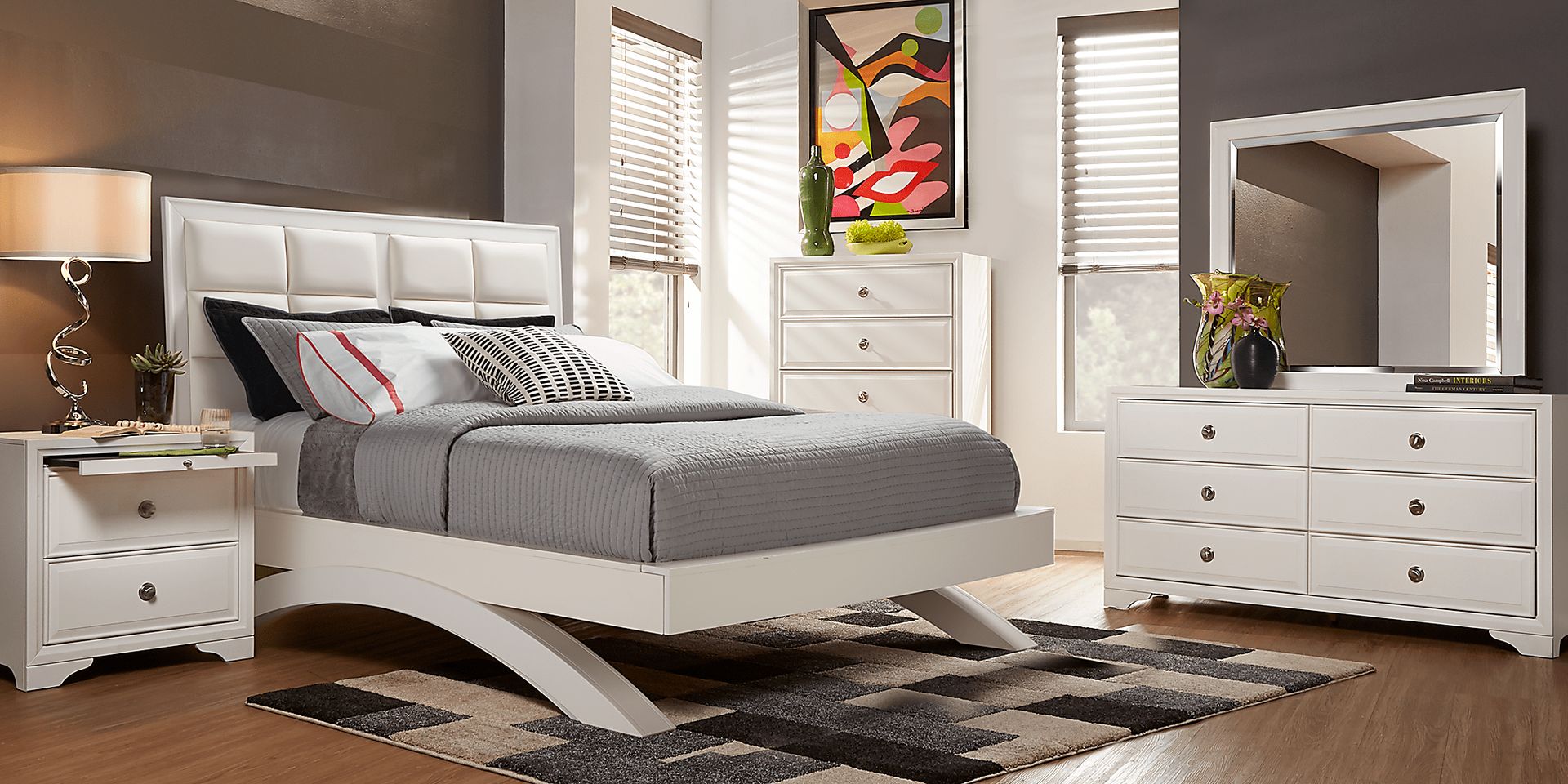 Belcourt White 5 Pc Queen Platform Bedroom - Image 1