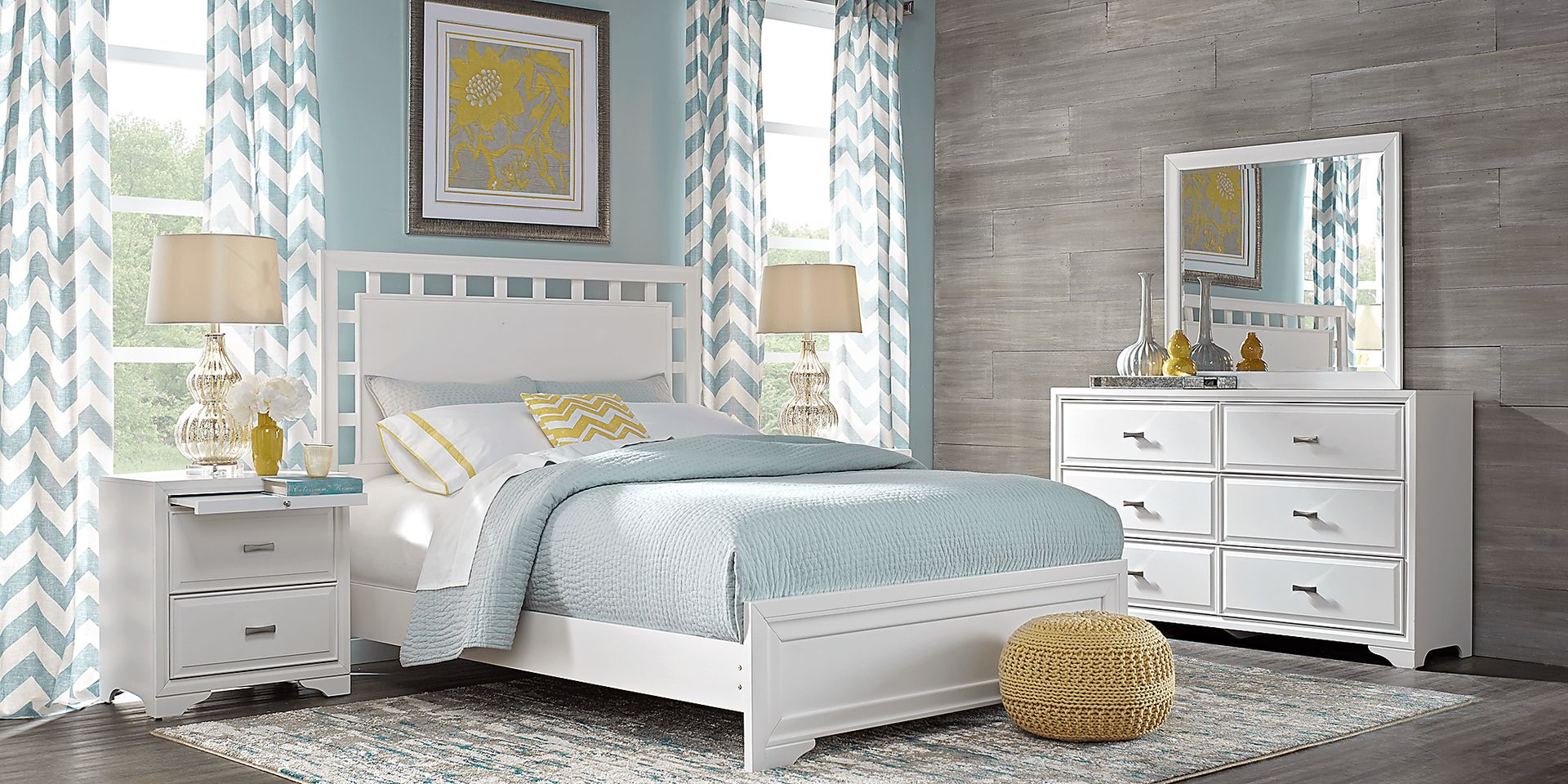 Belcourt White 7 Pc Queen Lattice Bedroom - Image 2