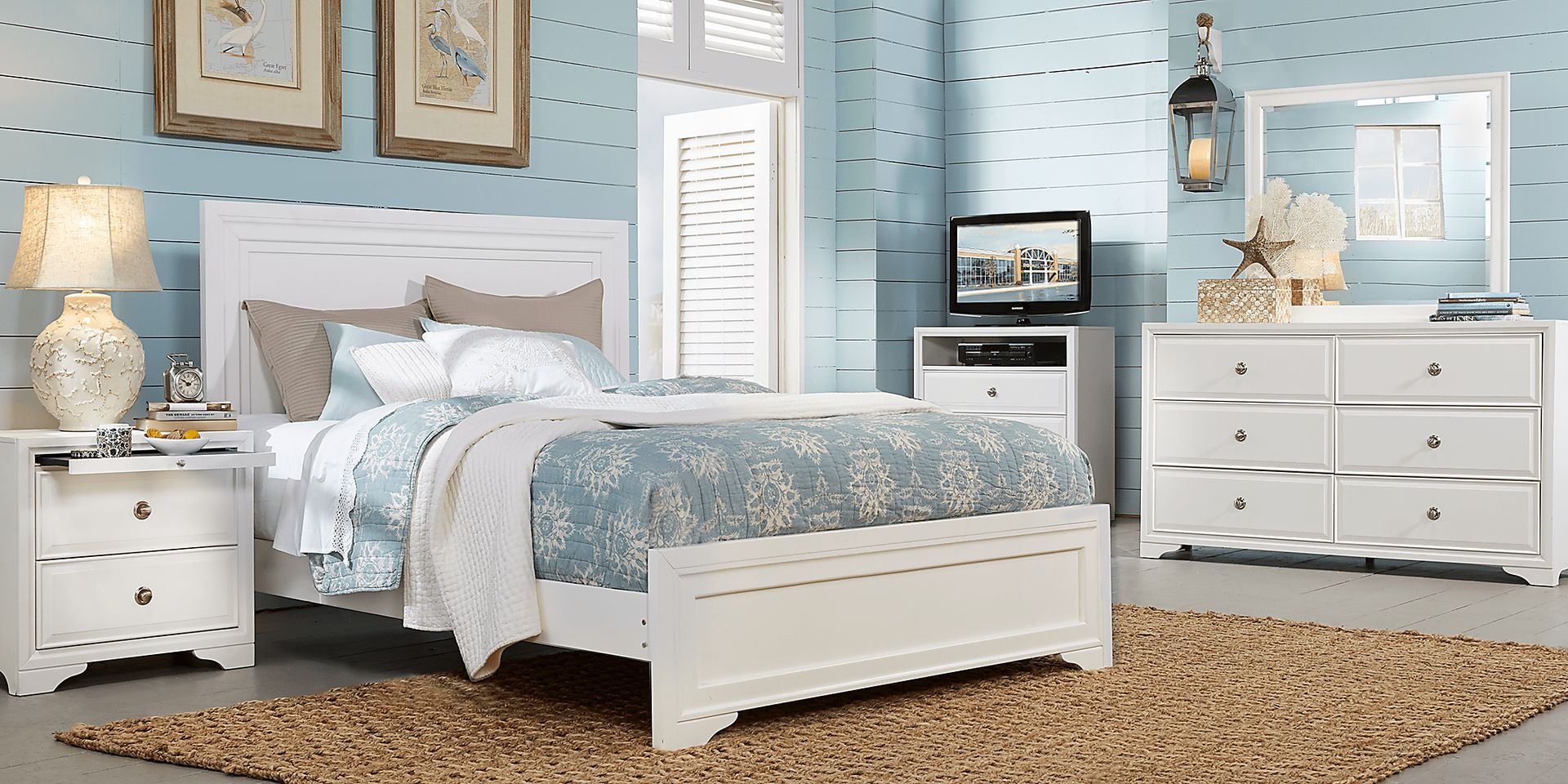 Belcourt White 7 Pc Queen Panel Bedroom - Image 1