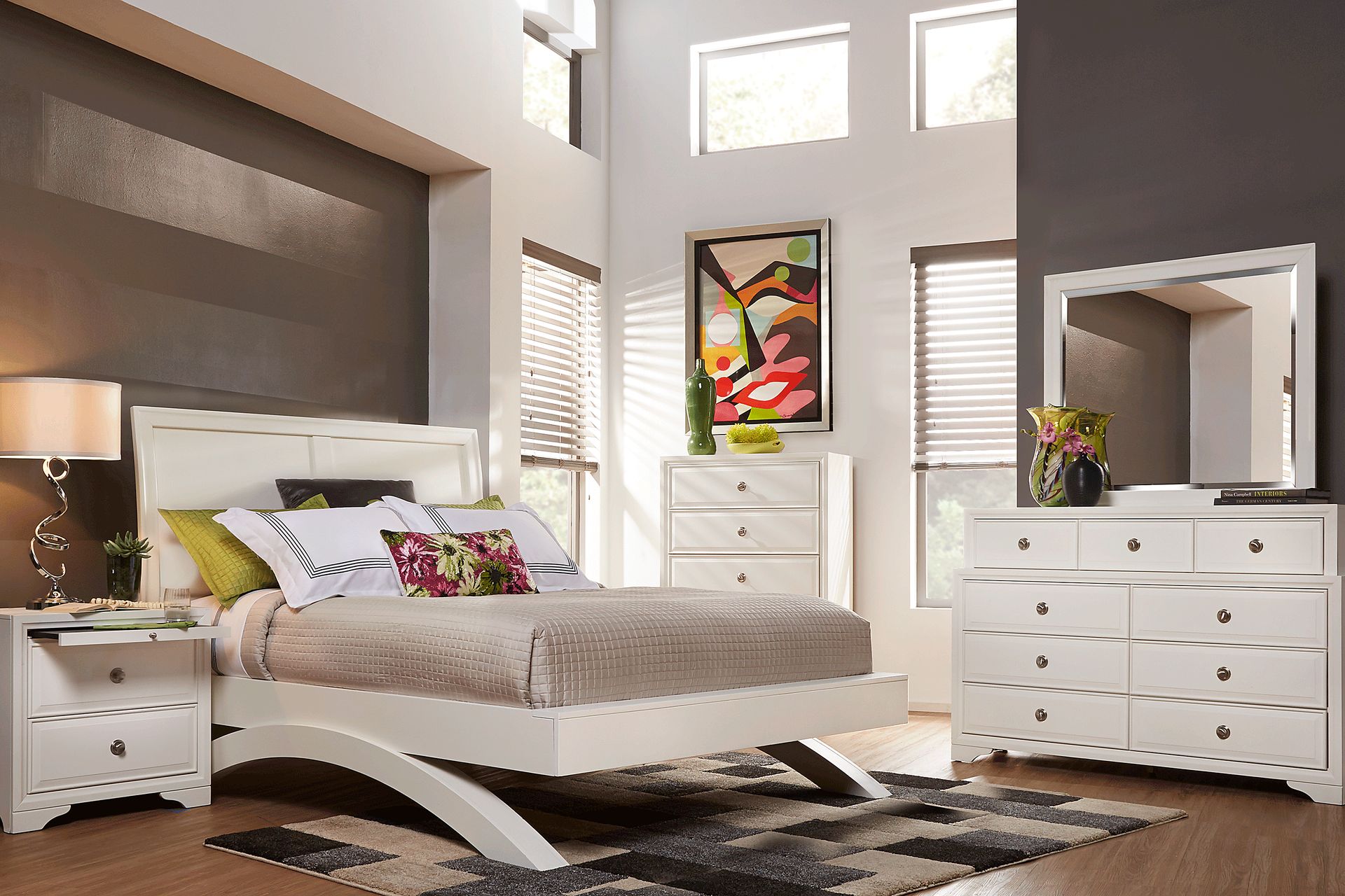 Belcourt White 7 Pc Queen Platform Bedroom - Image 1