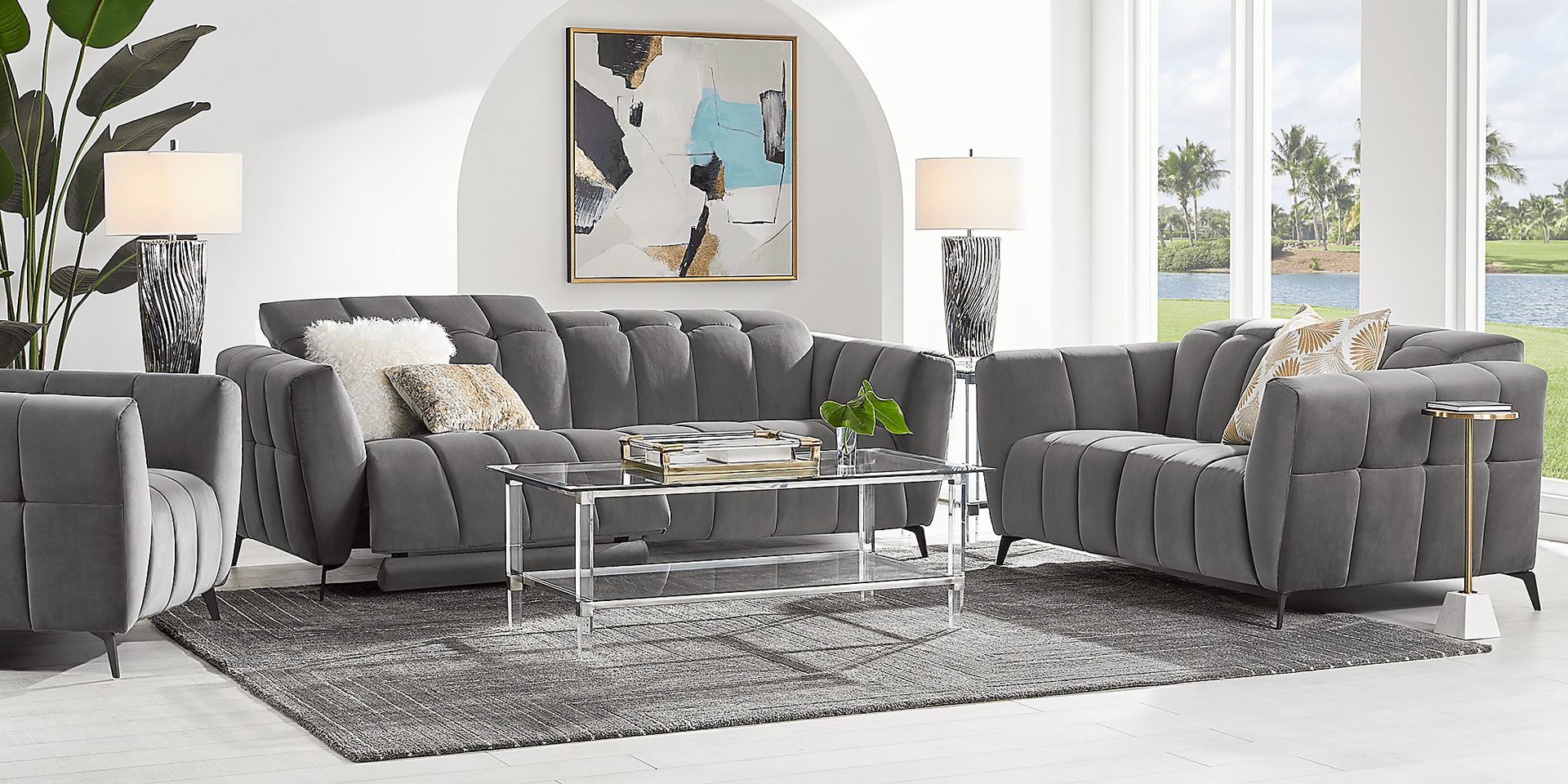 Belden Place Gray Dual Power Reclining Sofa - Image 3
