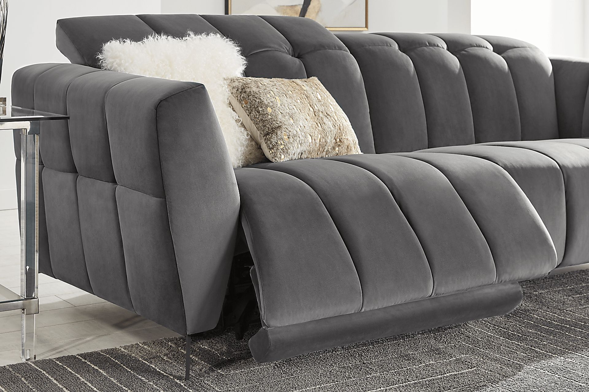 Belden Place Gray Dual Power Reclining Sofa - Image 5
