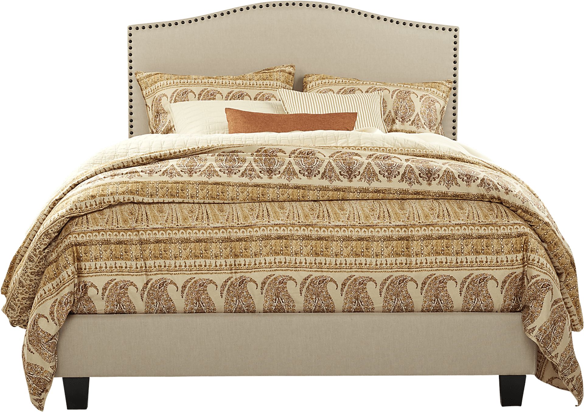 Asher Driftwood 5 Pc Queen Bedroom with Sand Upholstered Bed - Image 2