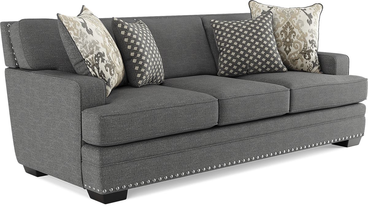 Belhaven 7 Pc Graphite Gray Chenille Fabric Premium Sleeper Living Room ...