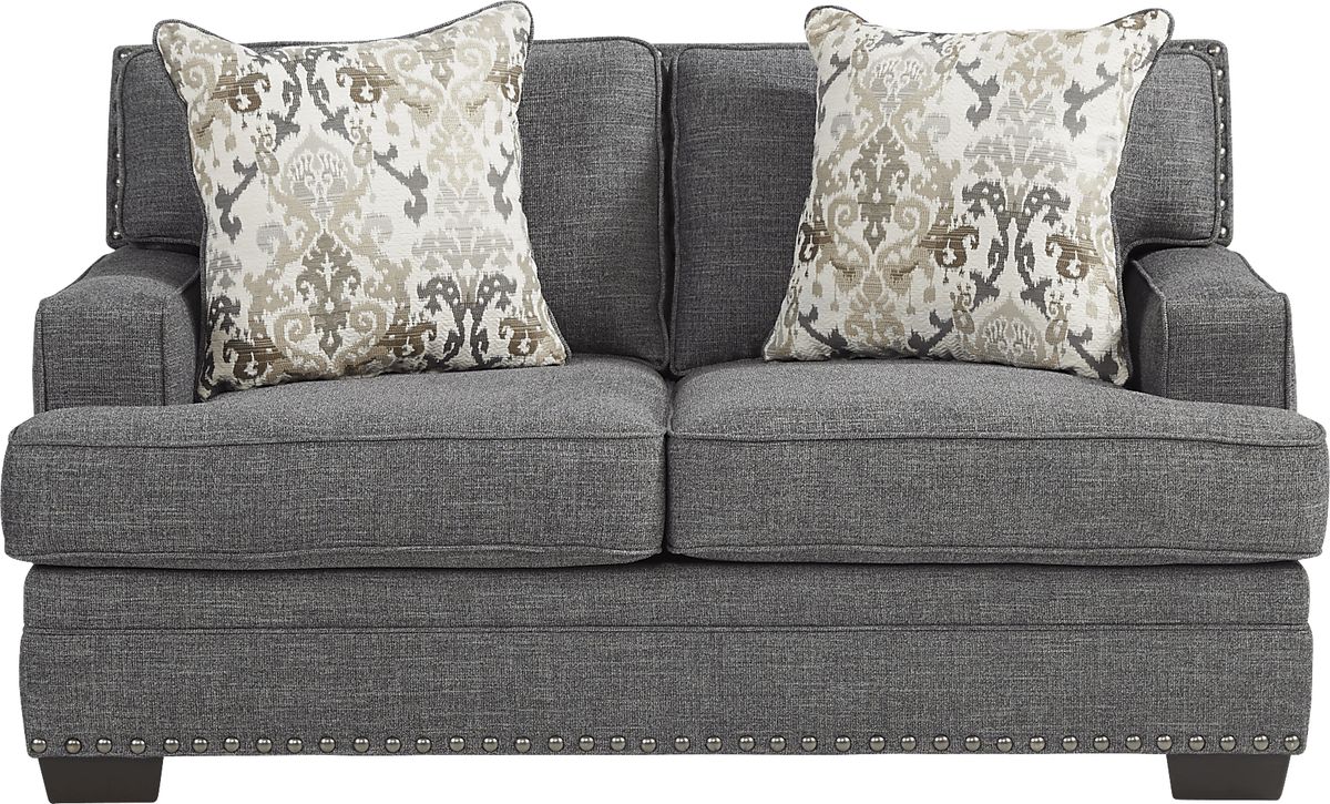 Belhaven 2 Pc Graphite Gray Chenille Fabric Living Room Set With Sofa ...